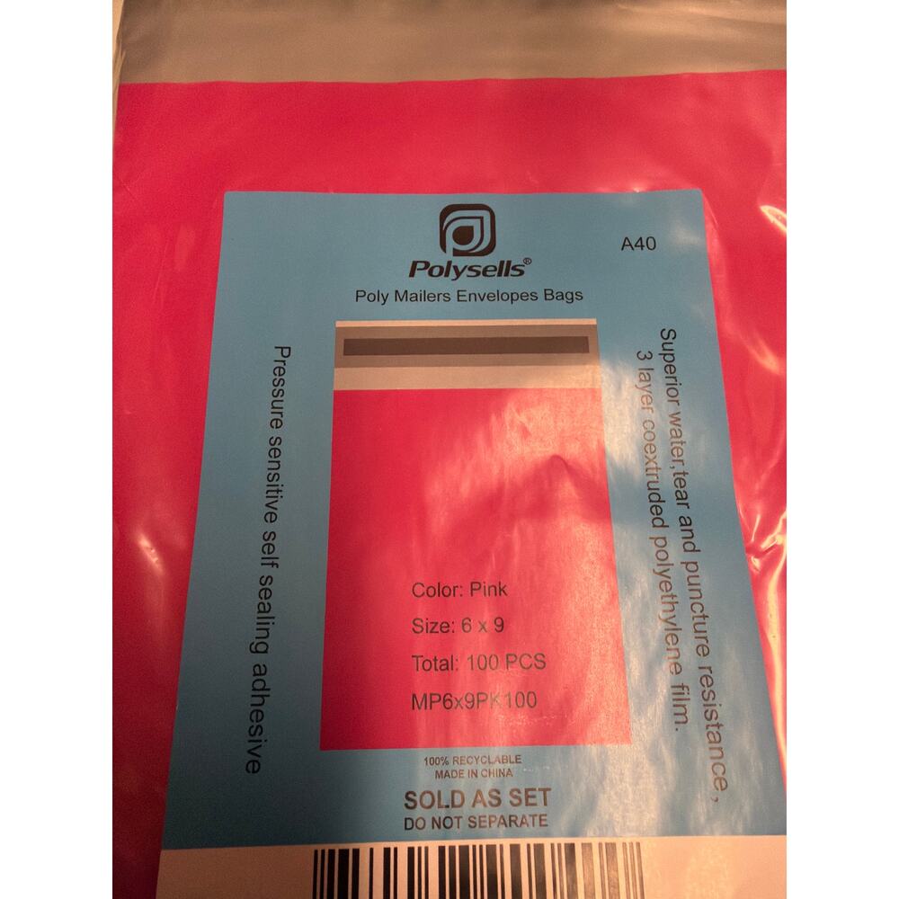 Pink Poly Mailers 6x9 – Pack of 100 | Self-Sealing Shipping Bags - Picture 2 of 5